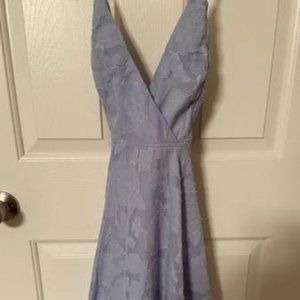 Lulus Days of Beauty Dusty Blue Burnout Floral Skater Dress